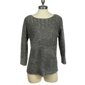 RUBY RD women’s shimmering silver/grey rhinestone accented sweater
